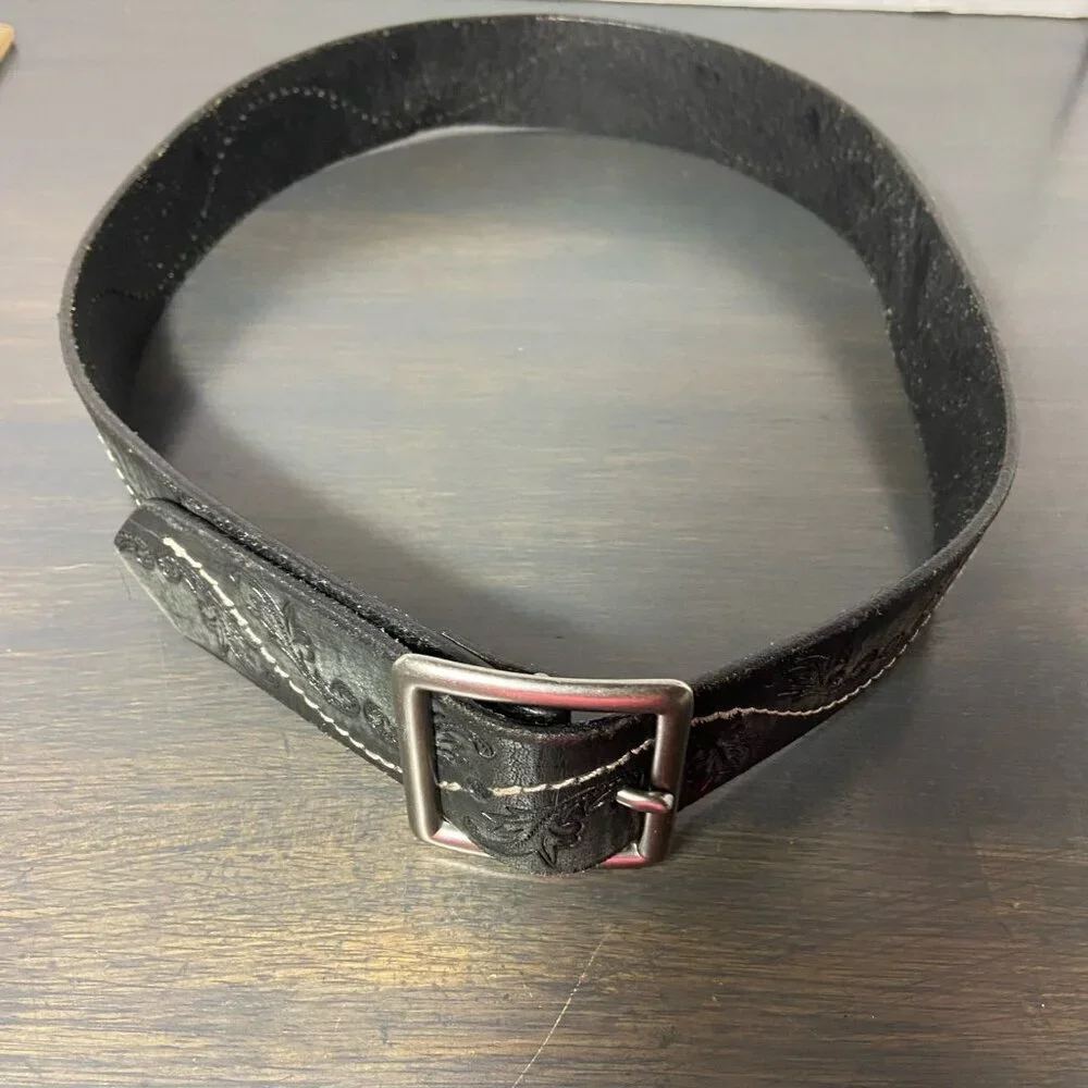 Express Genuine Leather Embossed Belt – Black – Women’s XS